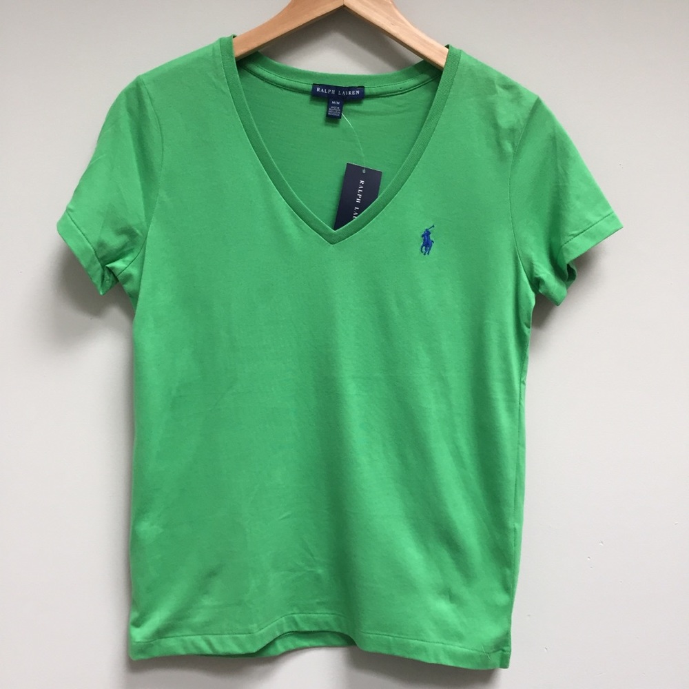 Ralph Lauren Basic V neck Green T-shirt NWT
